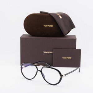 Tom Ford FT5838-B 001 Aviator Eyeglasses 57mm - Black/Blue Light Block